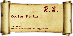 Rodler Martin névjegykártya